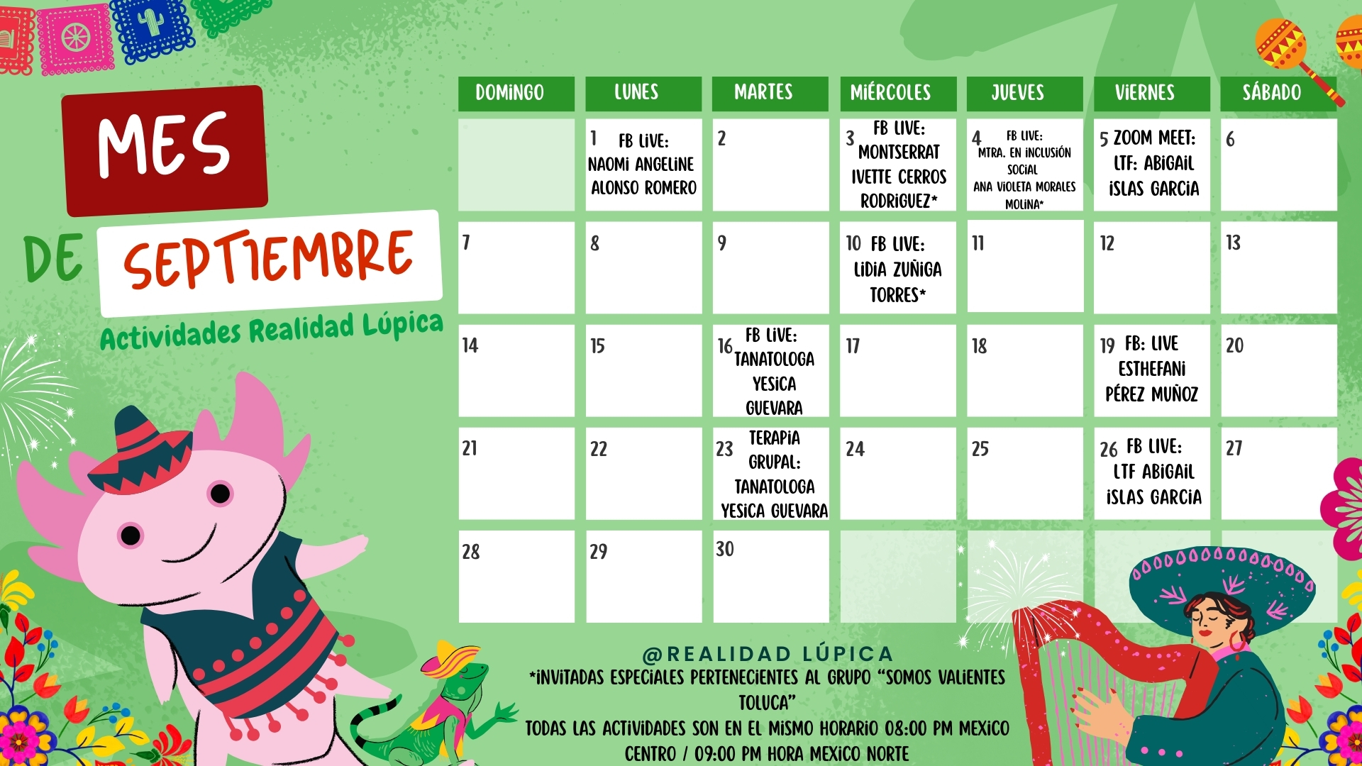 Actividades Realidad Lúpica del mes de spetiembre